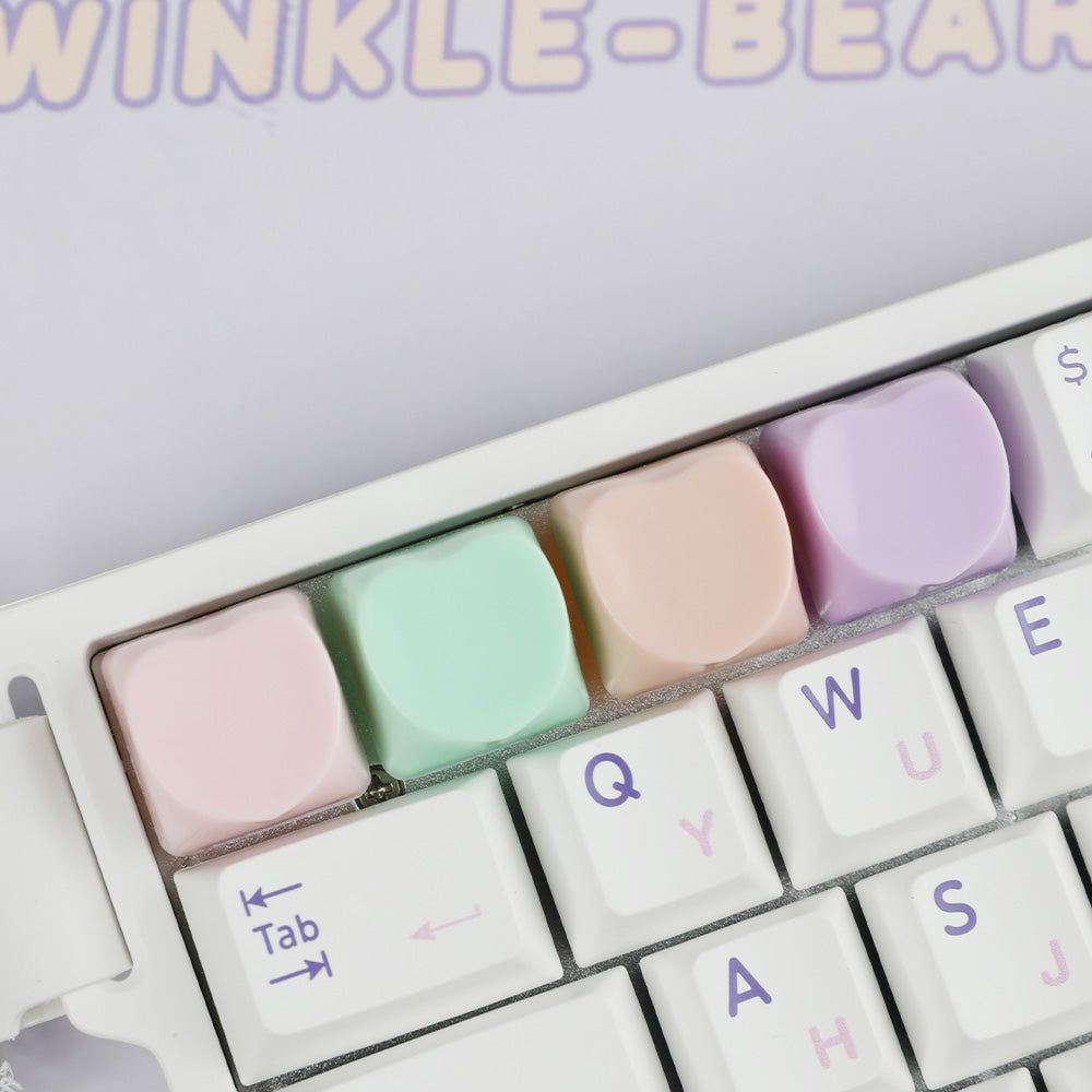 Macaron Heart‑Shaped Artisan Keycaps — Cute Pastel Accents For Your Mechanical Keyboard