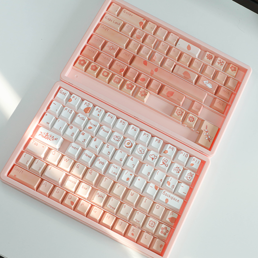 Pink Sakura Cherry Blossom Full Keycap Set — Bring Spring Charm To Your Mechanical Keyboard