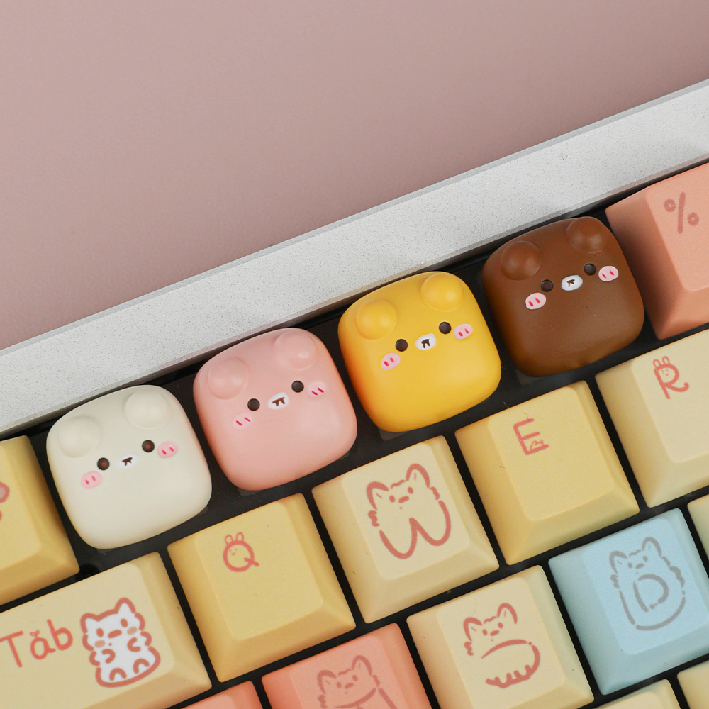 Multi‑Color Cute Bear Artisan Keycap Set