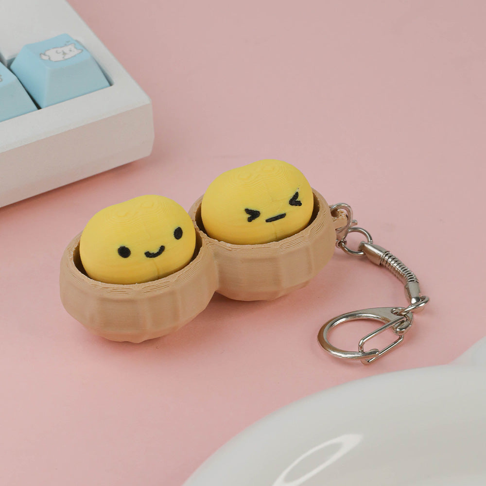 Dual Peanut Doll Pop Squeeze Fidget Keychain