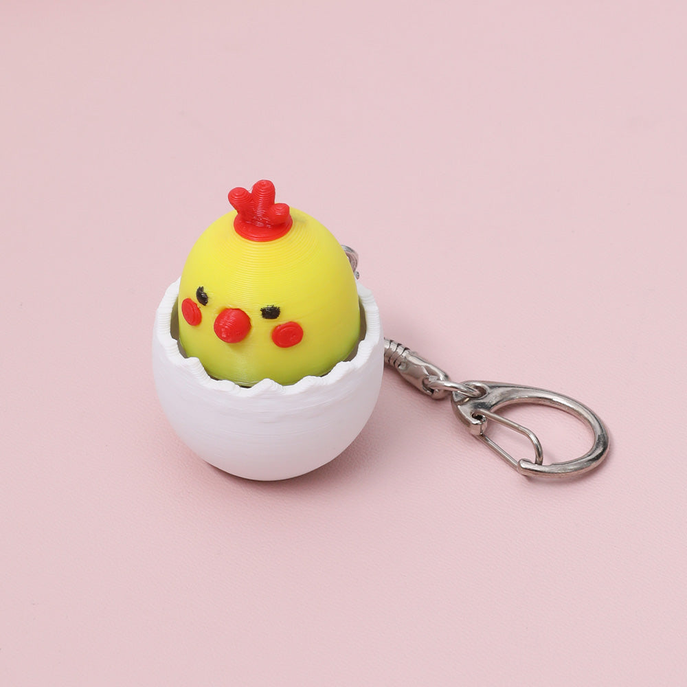 Adorable Hatching Chick Pop-Up Fidget Keychain – Portable Eggshell Stress Reliever