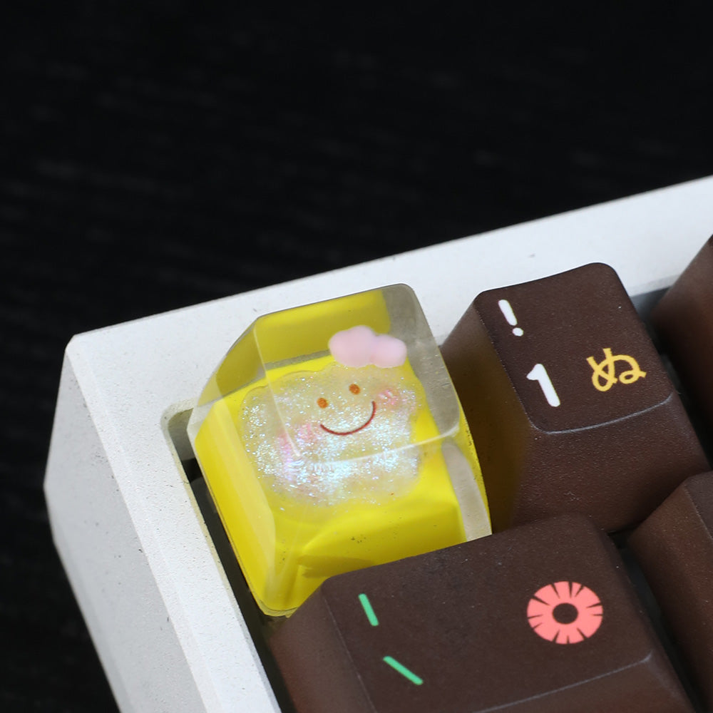 Glitter Cloud Smile Resin Artisan Keycap – Sweet Touch For Your Keyboard