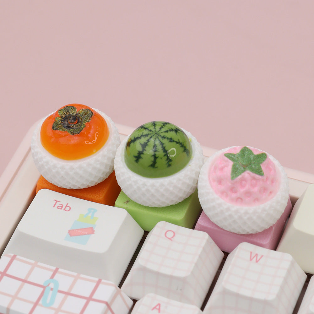 3D Fruit Series Artisan Keycaps (Persimmon, Watermelon, Strawberry) #gaming #keyboard #keycaps
