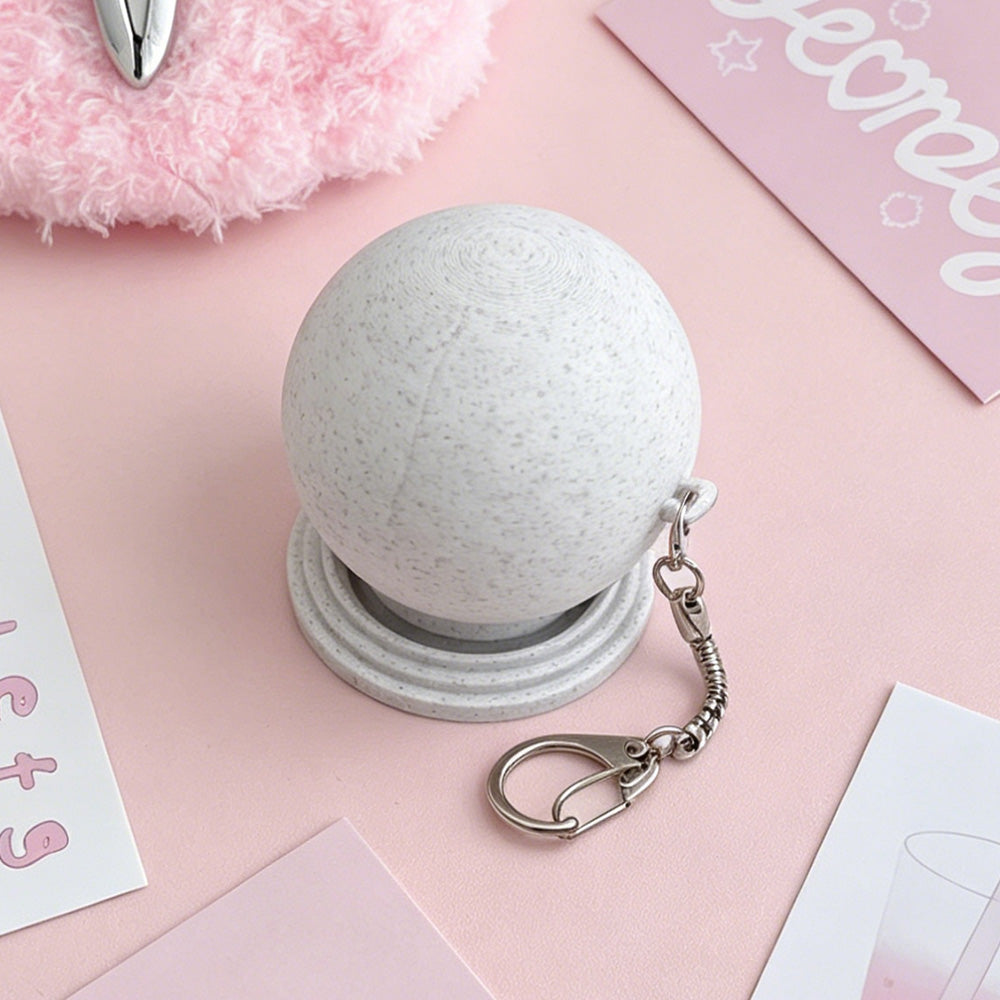 Minimalist White Round Ball Clicker Fidget Toy Portable Stress Relief Keychain