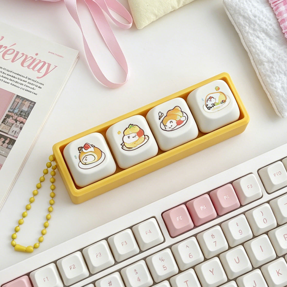 4‑Key Dessert‑Cat Fidget Keychain: Sweet Little Clickable Companion
