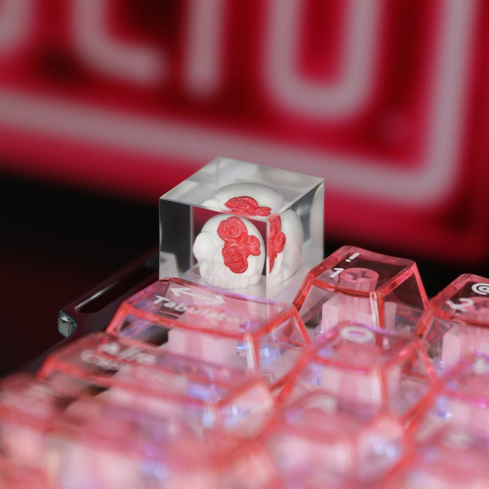 Skull & Roses Resin Artisan Keycap - Gothic Aesthetic for Mechanical Keyboards