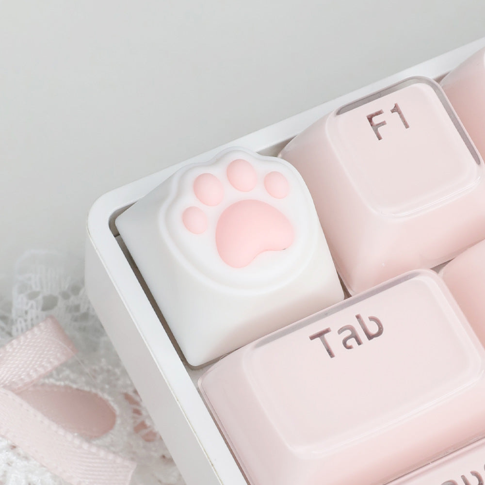 Kawaii Silicone Cat Paw Artisan Keycap, Soft Tactile Keycap for Cherry MX Mechanical Keyboards