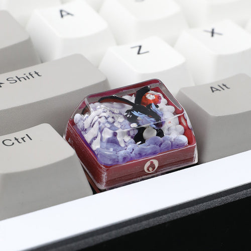 1.5U Shiny Black Charizard X Custom Keycap, Hand-Painted Pokémon Resin Keycap