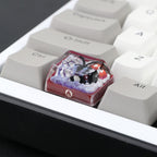 1.5U Shiny Black Charizard X Custom Keycap, Hand-Painted Pokémon Resin Keycap