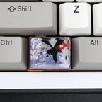 1.5U Shiny Black Charizard X Custom Keycap, Hand-Painted Pokémon Resin Keycap