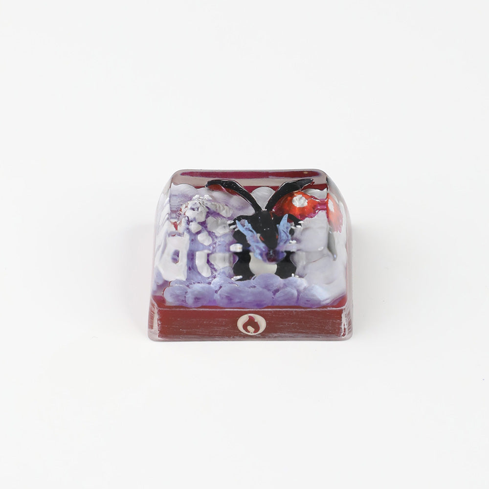 1.5U Shiny Black Charizard X Custom Keycap, Hand-Painted Pokémon Resin Keycap