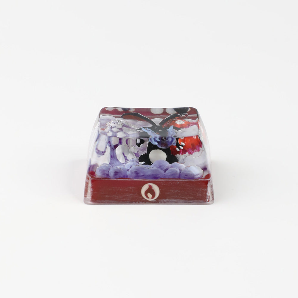 1.5U Shiny Black Charizard X Custom Keycap, Hand-Painted Pokémon Resin Keycap