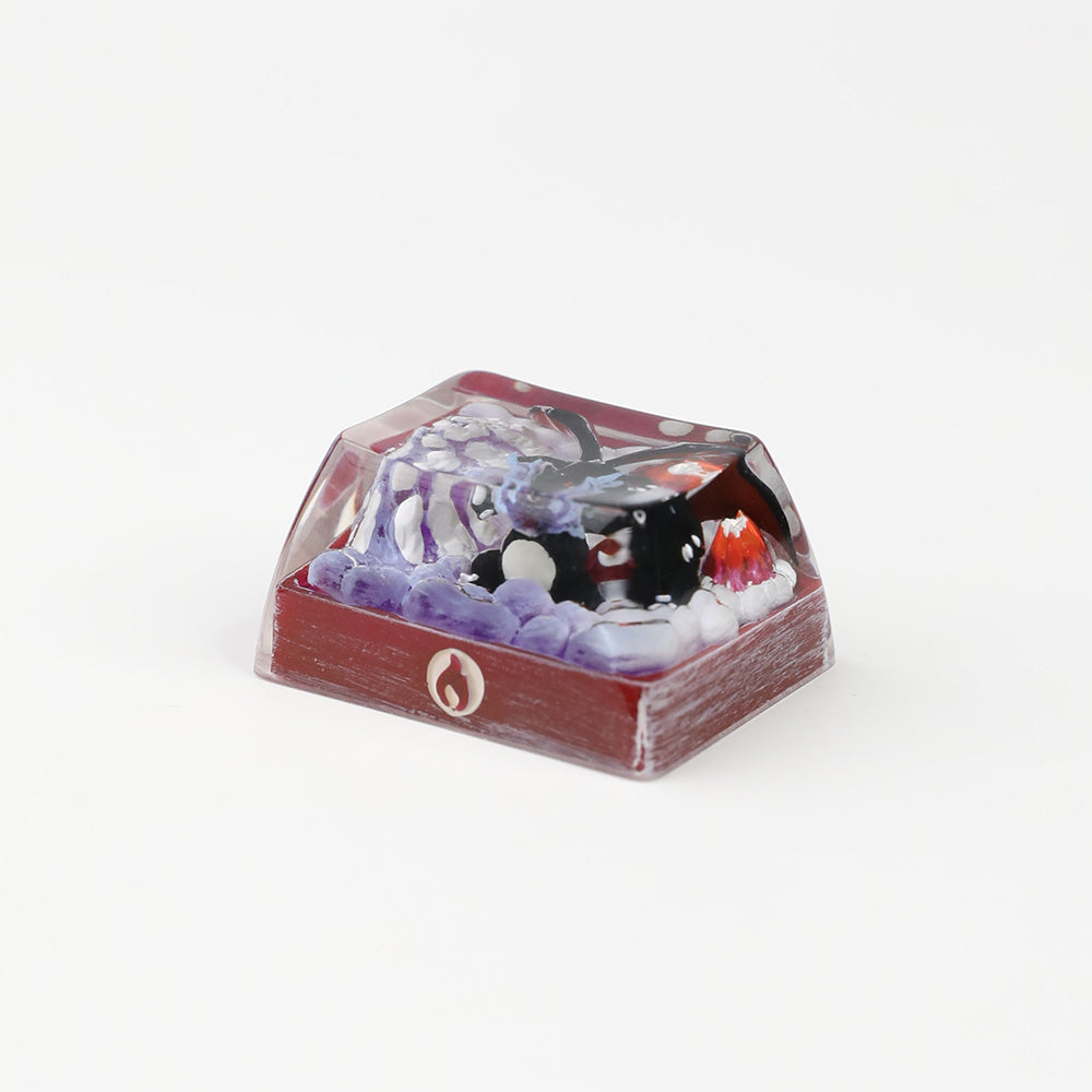 1.5U Shiny Black Charizard X Custom Keycap, Hand-Painted Pokémon Resin Keycap
