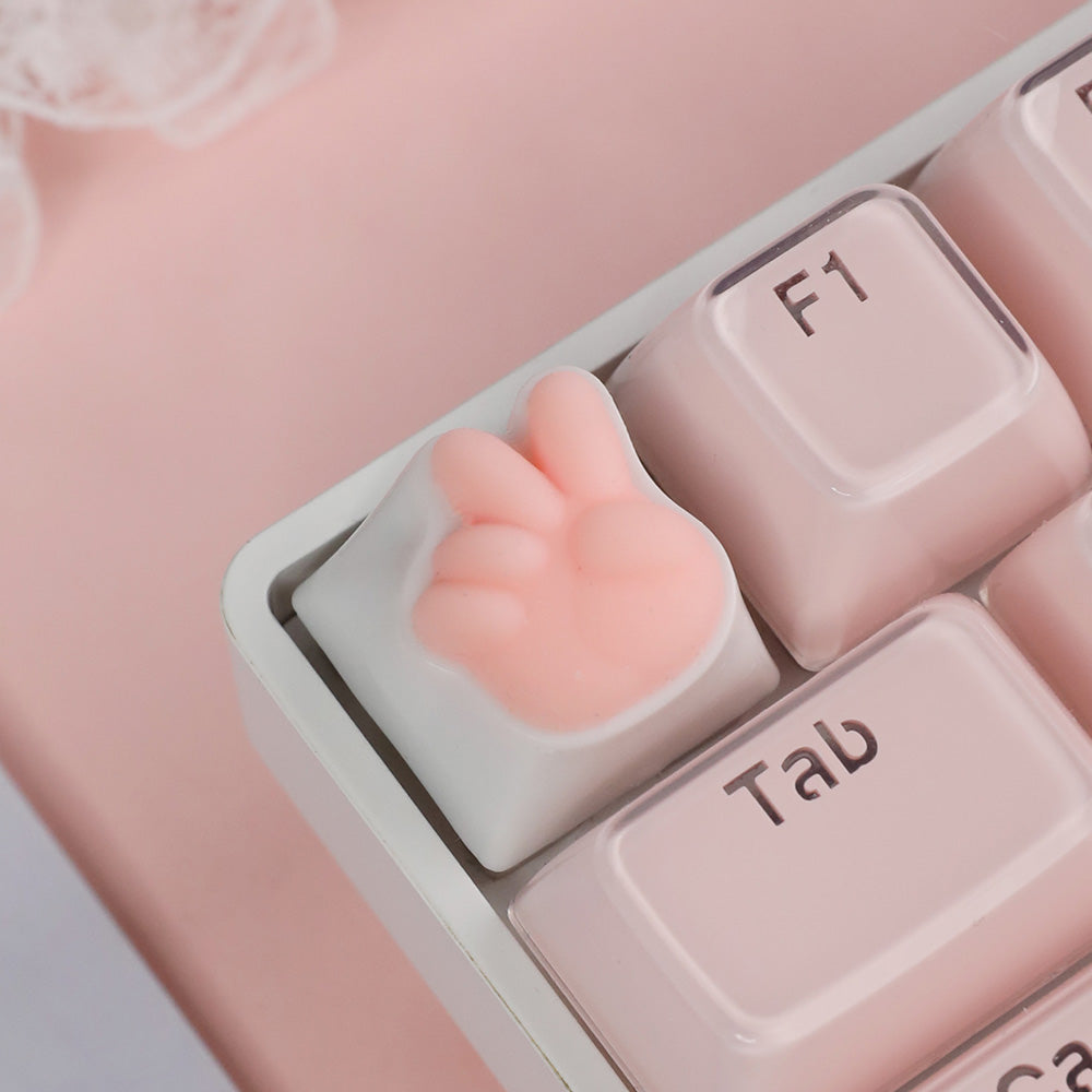 Cute Pink Bunny Paw Artisan Keycap, 3D Handmade Custom Keycap for Cherry MX Mechanical Keyboards
