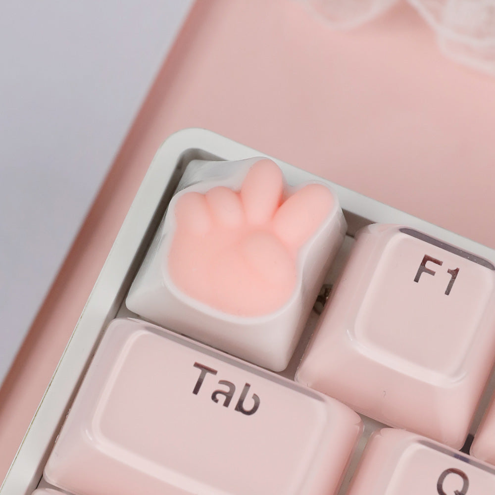Cute Pink Bunny Paw Artisan Keycap, 3D Handmade Custom Keycap for Cherry MX Mechanical Keyboards