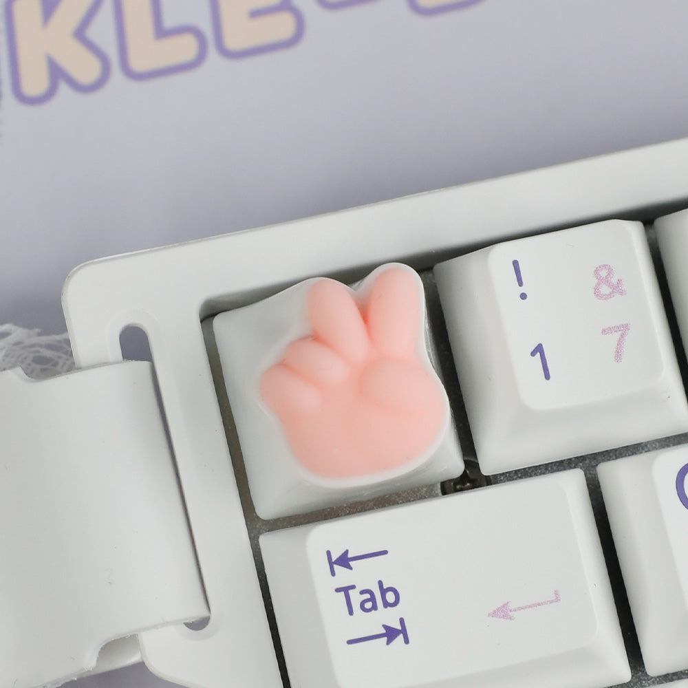 Cute Pink Bunny Paw Artisan Keycap, 3D Handmade Custom Keycap for Cherry MX Mechanical Keyboards
