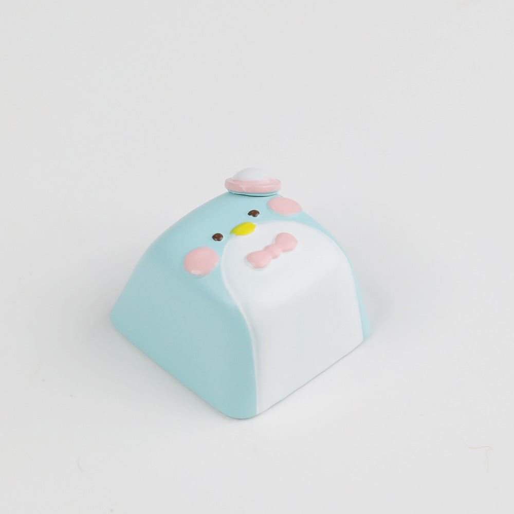 Cute Blue Penguin Artisan Keycap, Hand-Painted Kawaii Custom Keycap for Cherry MX Mechanical Keyboards