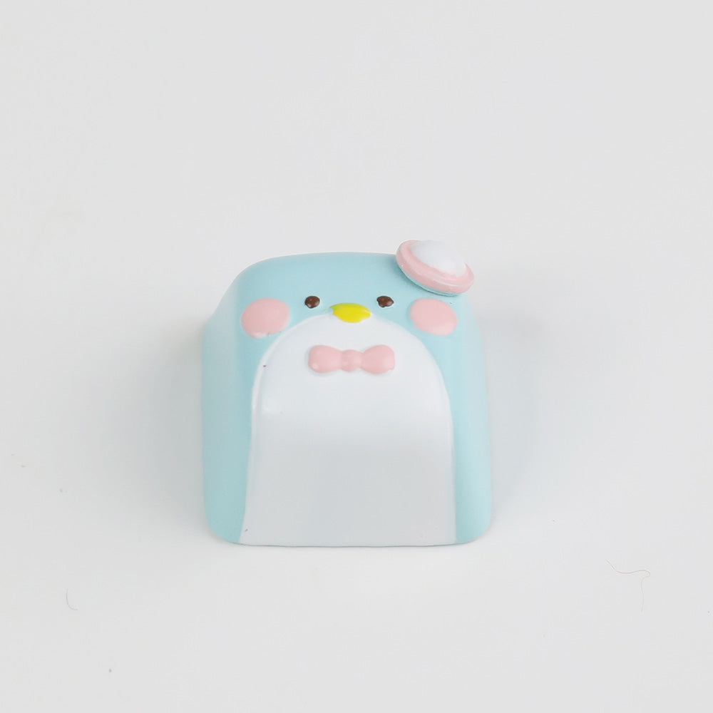 Cute Blue Penguin Artisan Keycap, Hand-Painted Kawaii Custom Keycap for Cherry MX Mechanical Keyboards