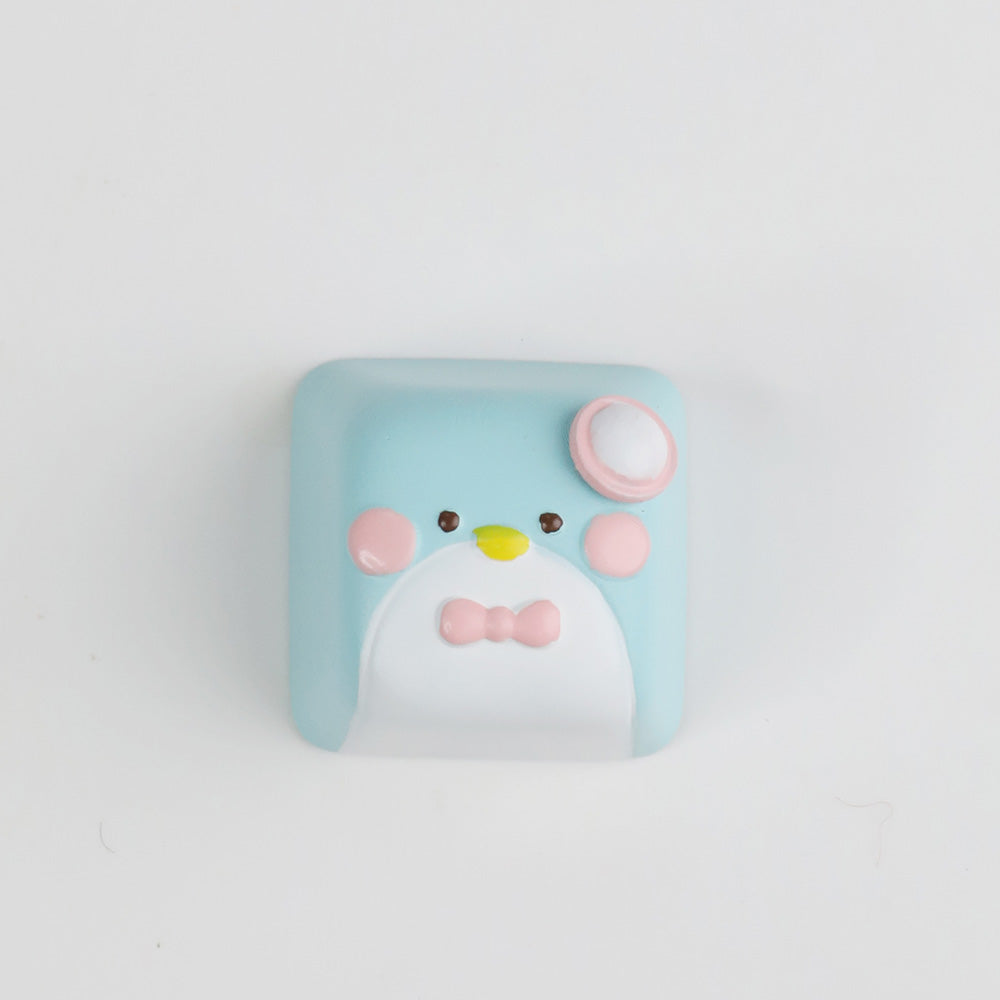 Cute Blue Penguin Artisan Keycap, Hand-Painted Kawaii Custom Keycap for Cherry MX Mechanical Keyboards