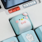 Cute Blue Penguin Artisan Keycap, Hand-Painted Kawaii Custom Keycap for Cherry MX Mechanical Keyboards