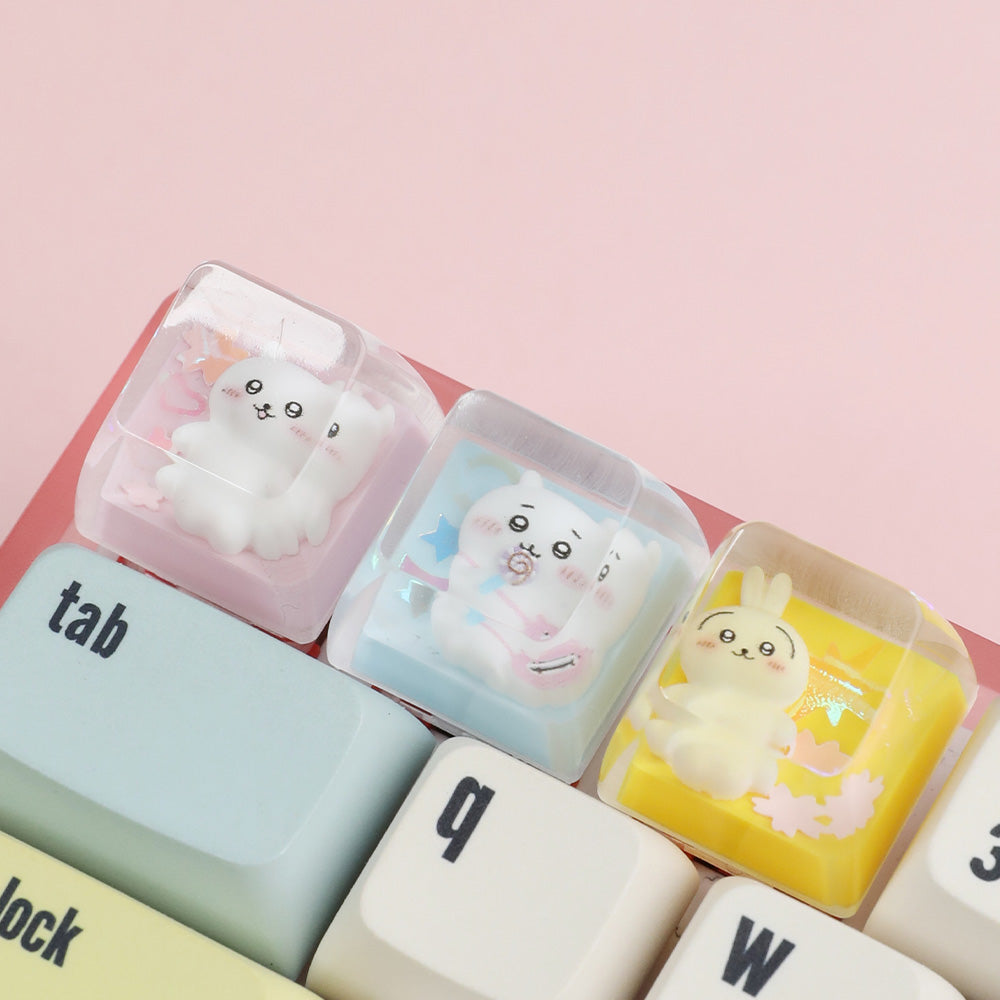 Chiikawa Kawaii Resin Artisan Keycaps - 3 Cute Character Designs