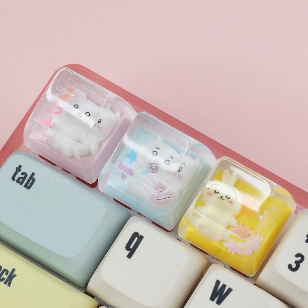 Chiikawa Kawaii Resin Artisan Keycaps - 3 Cute Character Designs
