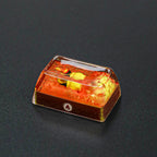 Handmade Pokémon Fire-Type Artisan Resin Keycap with Glitter Lava Base 1.5U