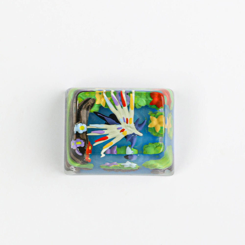 Pokémon Xerneas Artisan Resin Keycap - Handmade 3D Diorama for Mechanical Keyboards