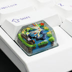 Pokémon Xerneas Artisan Resin Keycap - Handmade 3D Diorama for Mechanical Keyboards