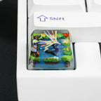Pokémon Xerneas Artisan Resin Keycap - Handmade 3D Diorama for Mechanical Keyboards