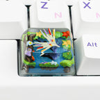 Pokémon Xerneas Artisan Resin Keycap - Handmade 3D Diorama for Mechanical Keyboards