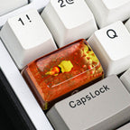 Handmade Pokémon Fire-Type Artisan Resin Keycap with Glitter Lava Base 1.5U