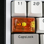 Handmade Pokémon Fire-Type Artisan Resin Keycap with Glitter Lava Base 1.5U