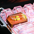 Handmade Pokémon Fire-Type Artisan Resin Keycap with Glitter Lava Base 1.5U