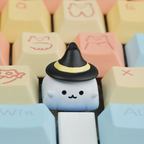 Halloween Ghost & Pumpkin Artisan Keycaps, Cute 3D Hand-Painted Custom Keycaps for Mechanical Keyboards