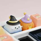 Halloween Ghost & Pumpkin Artisan Keycaps, Cute 3D Hand-Painted Custom Keycaps for Mechanical Keyboards