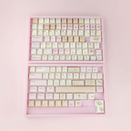 Cute Bunny & Dessert Themed PBT Keycap Set - Pastel Beige & Pink for Mechanical Keyboards