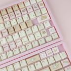 Cute Bunny & Dessert Themed PBT Keycap Set - Pastel Beige & Pink for Mechanical Keyboards