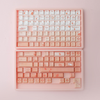 Cherry Blossom Gradient PBT Keycap Set, 132 Keys Dye-Sublimated Pink/White Keycaps for Mechanical Keyboards