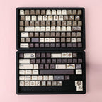 Cute Cat & Coffee Themed PBT Keycap Set - Brown Beige Tones for Mechanical Keyboards