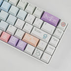 Pastel Space Adventure 142-Key PBT Dye-Sub Keycap Set, Cute Rocket & Planet Keycaps for Mechanical Keyboards