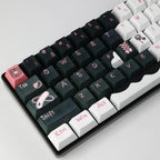 Grunge Cute Pink & Black PBT Keycap Set - Gothic Lolita Style for Mechanical Keyboards