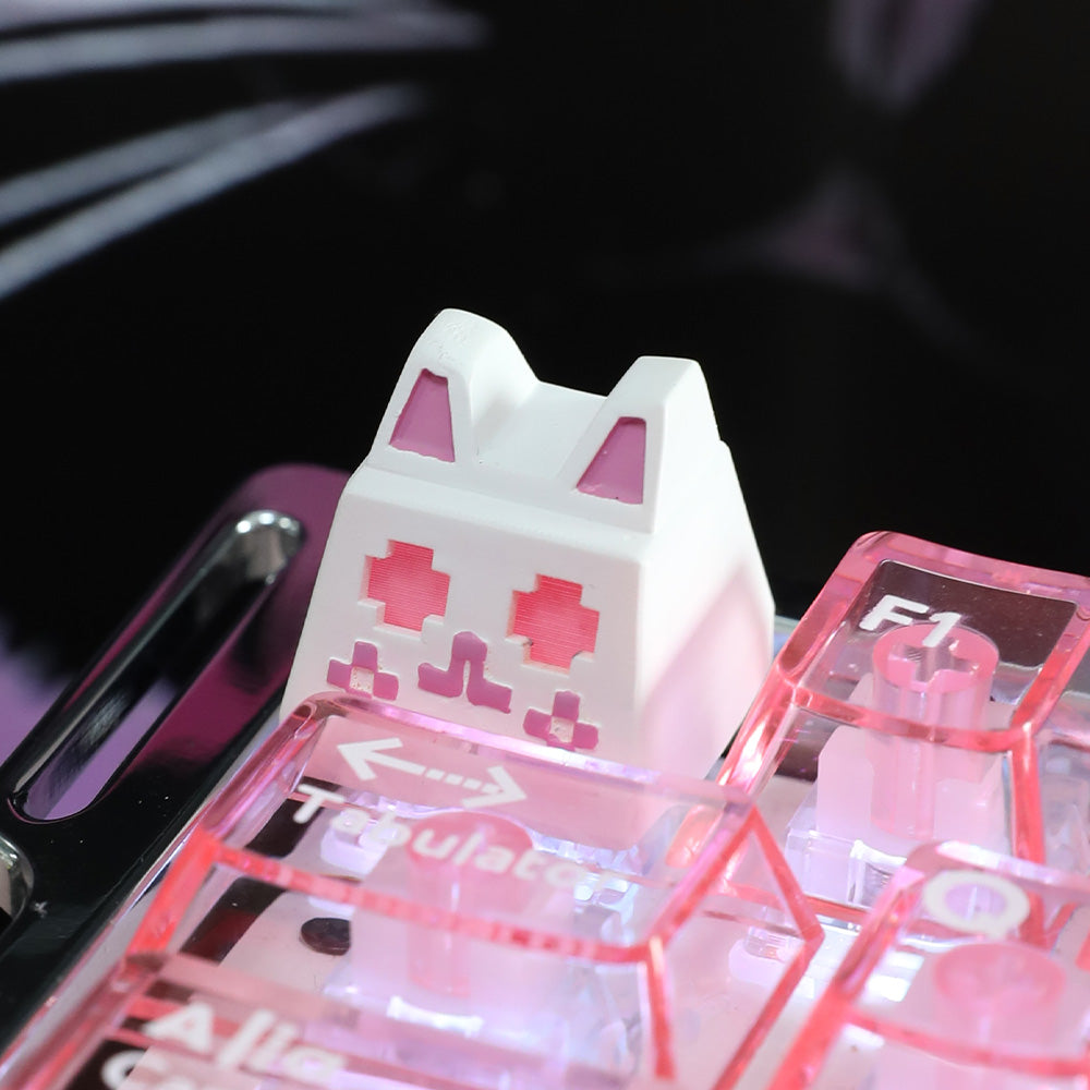 Pixel Cat 3D Artisan Keycaps (Black & White Set)