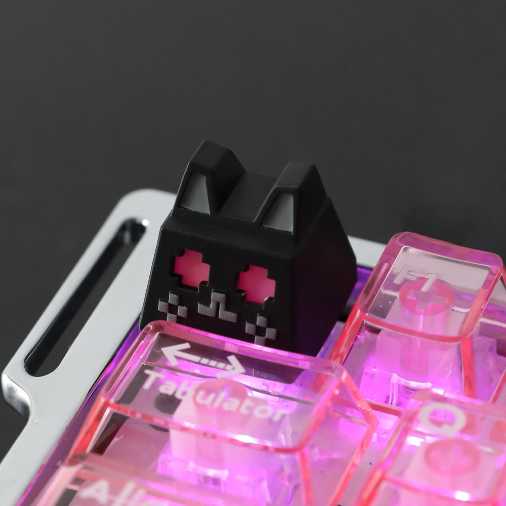 Pixel Cat 3D Artisan Keycaps (Black & White Set)