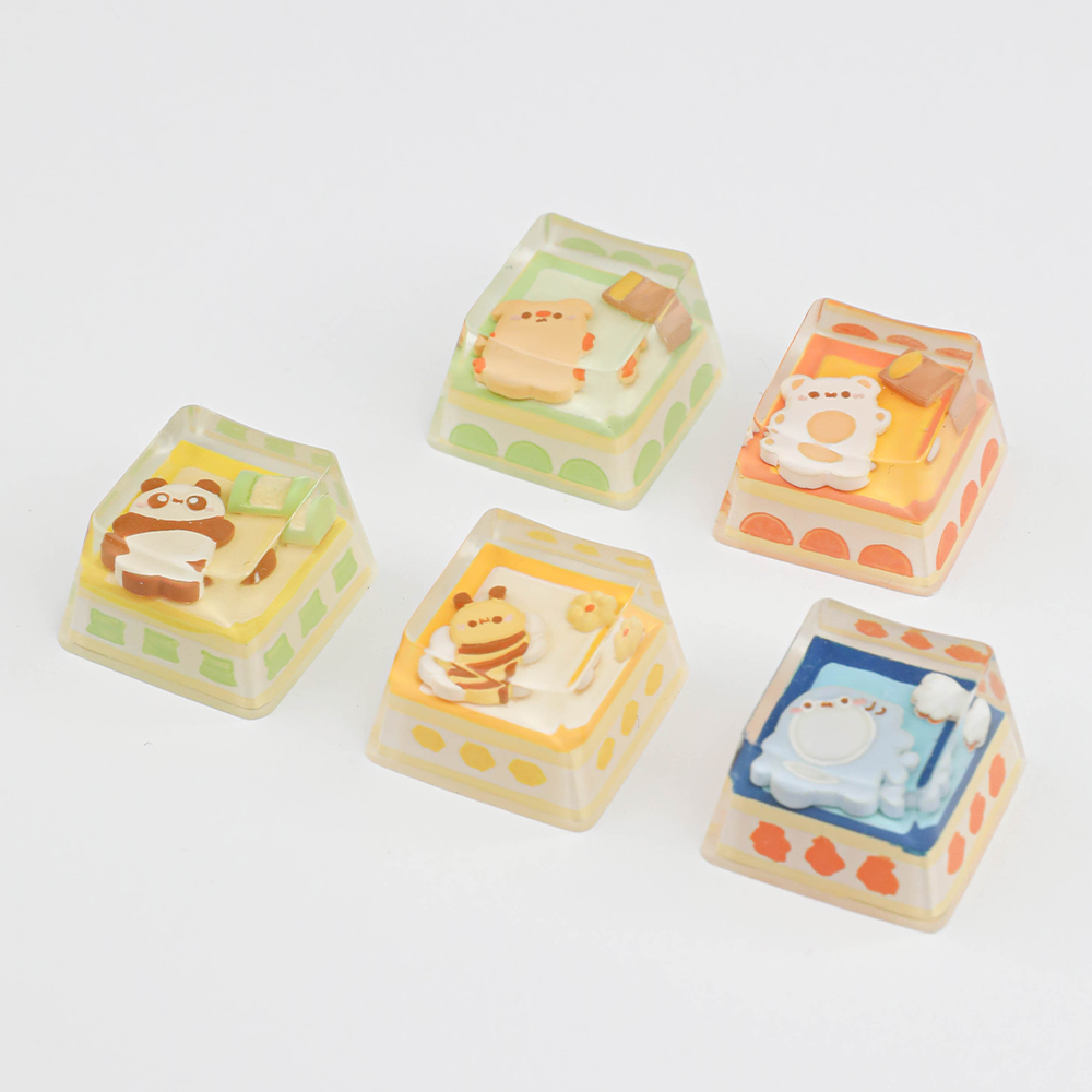 Cute Animal Bedroom Scene Resin Artisan Keycaps - 5 Kawaii Designs