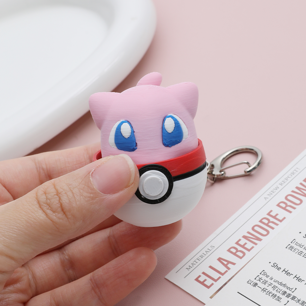 Poké Ball Mew Fidget Toy Anime Cartoon Click Stress Relief Keychain Cute Sensory Decompression Toy