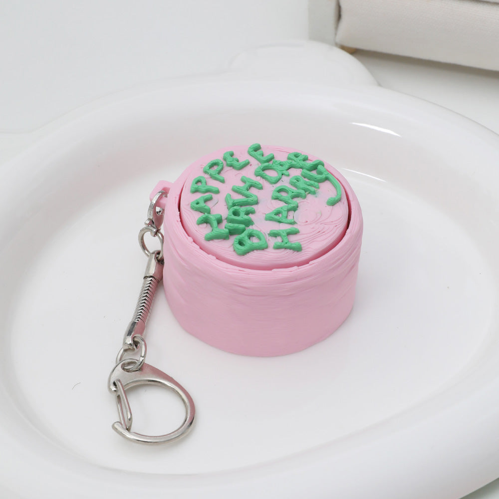 Mini Birthday Cake Fidget Keychain - Cute Pastry Click Toy for Daily Calm & Decoration