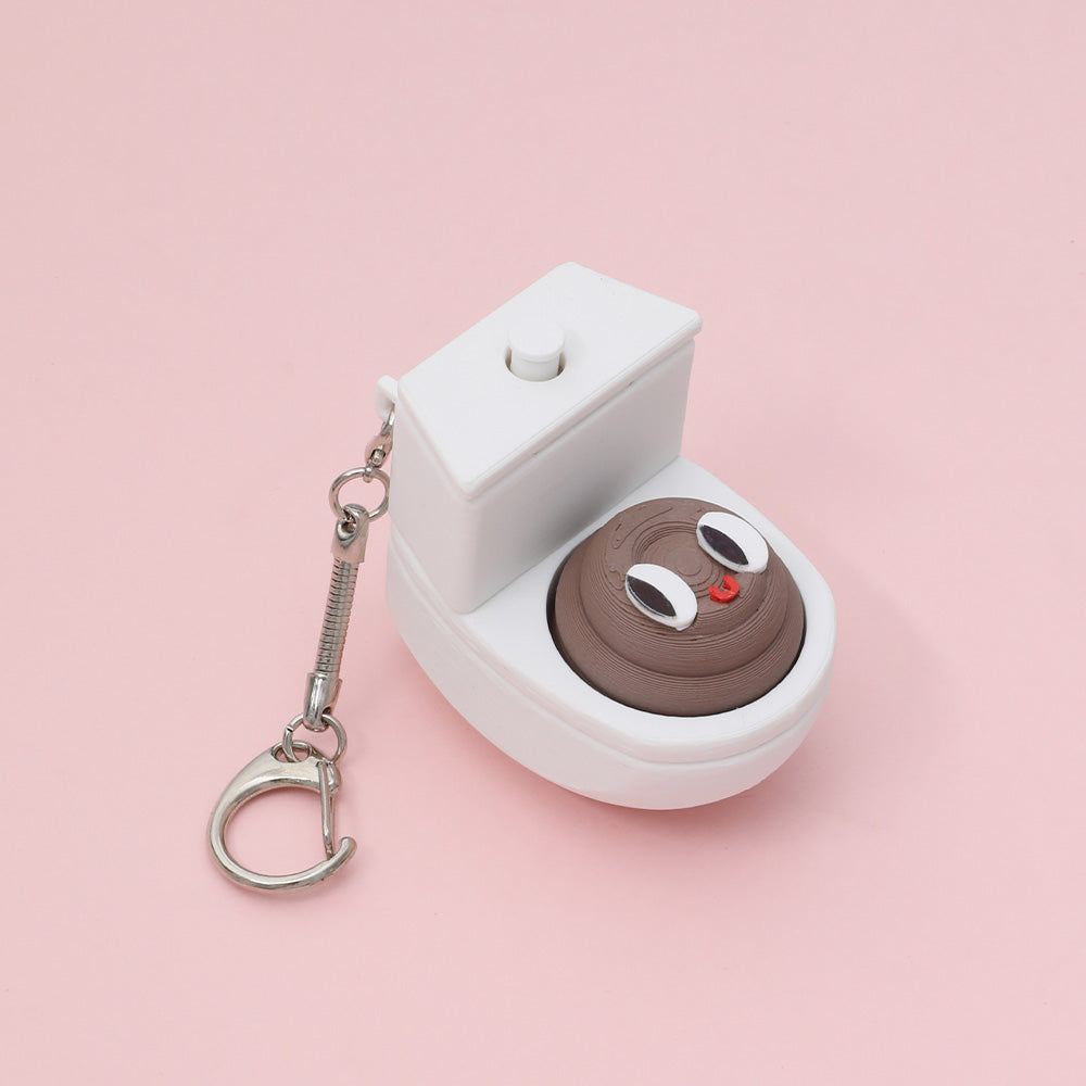 Quirky Toilet Poop Pop-Up Clicker Keychain - Fun Gag Gift & Desk Decor Toy