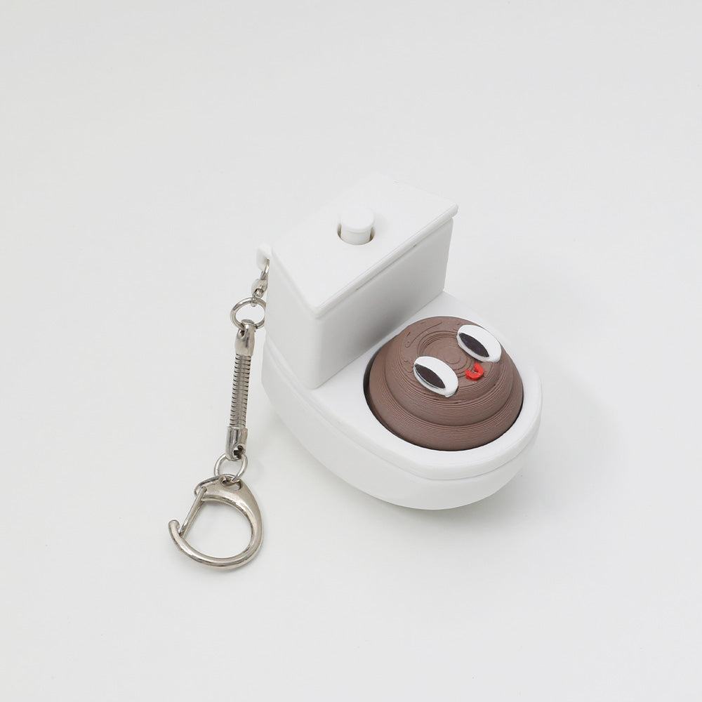 Quirky Toilet Poop Pop-Up Clicker Keychain - Fun Gag Gift & Desk Decor Toy
