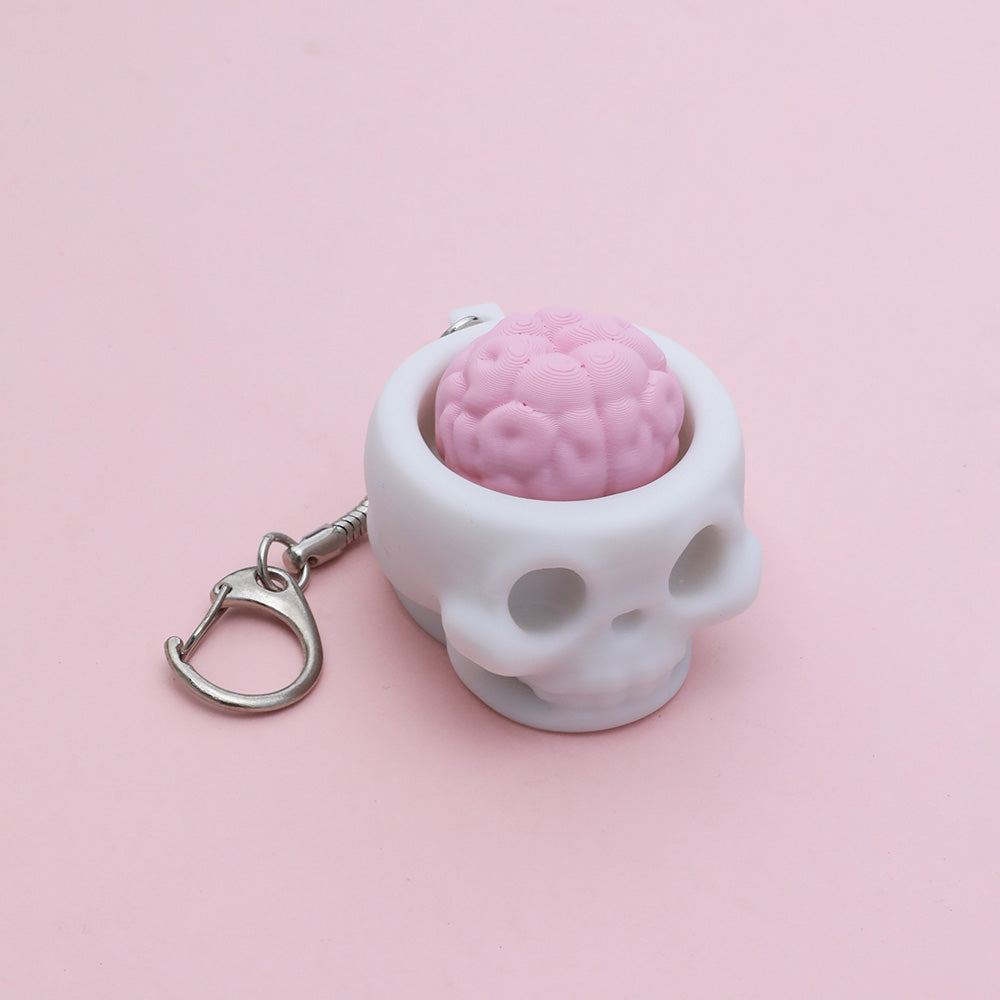 Spooky Cute Skull & Brain Pop-Up Squeeze Toy - Portable Gothic Stress Relief Accessory
